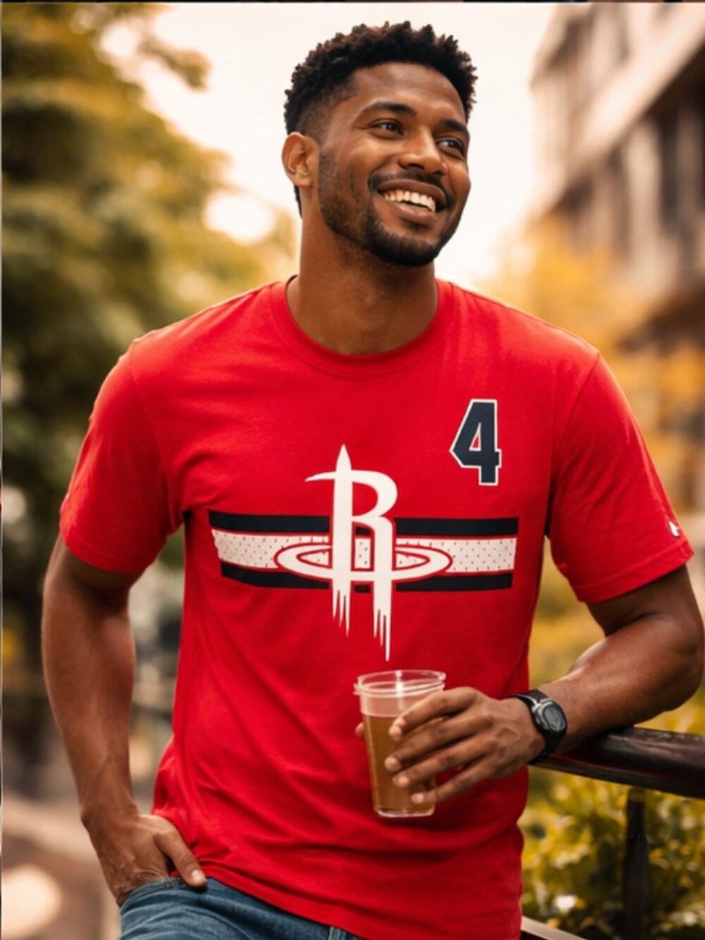 New Era Houston Rockets “4” Graphic T-Shirt – Red – Size XXL (NWT)